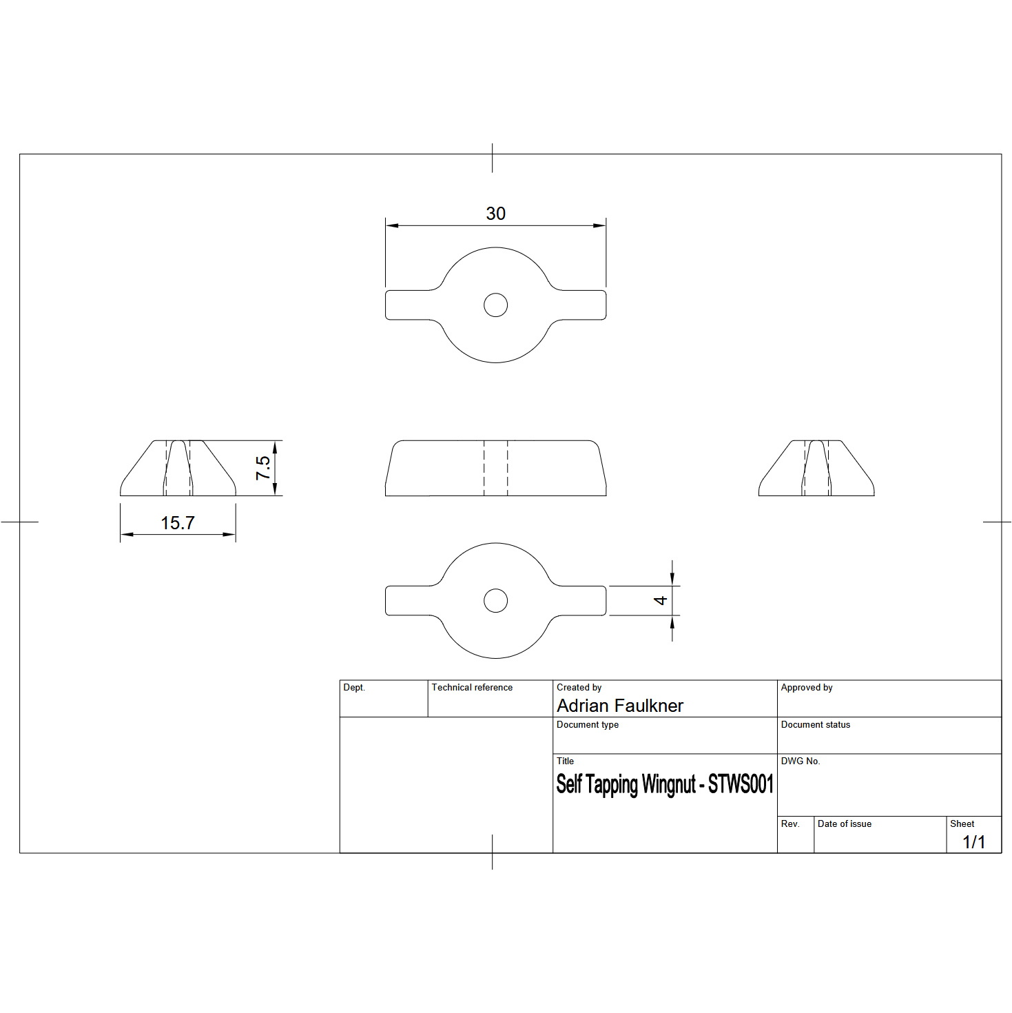 2026 Sailwell UK 3D Printed 50mm Self Tapping Wing Nuts (Set Of 10) Stwns001